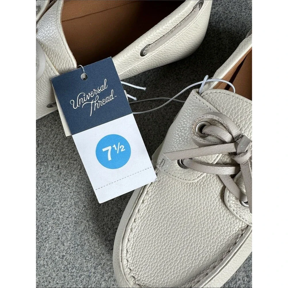 NWT Off-White Midge Boat Shoe Comfy Memory Foam Cream Ivory Flats Women's 7.5 - Picture 5 of 13